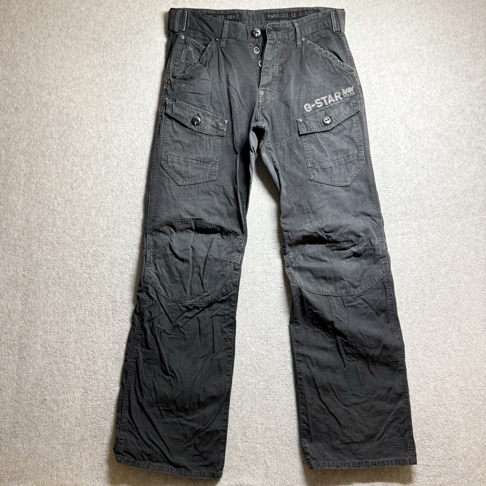 G Star Raw Storm Elwood Loose Post Embro Pants Mens 33x34 Black Canvas Utility